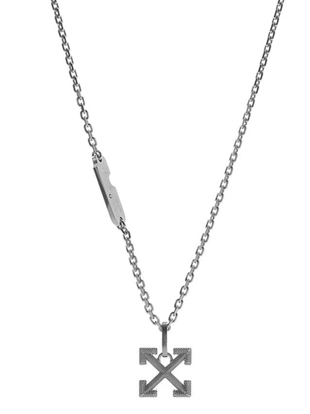 Off-White Industrial Texture Arrow Necklace